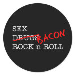Bacon Sex Rock n Roll Round Sticker