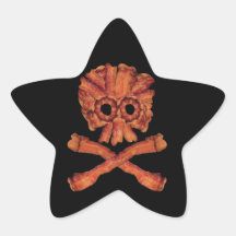 Bacon Skull and Crossbones Star Stickers