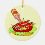 Bacon swiss cheeseburger with ketchup christmas tree ornaments