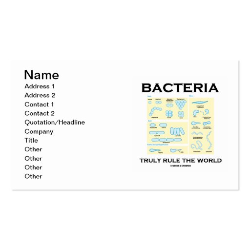 Bacteria Truly Rule The World (Morphology) Business Card (front side)