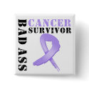 Bad Ass Cancer Survivor buttons by cancerapparel Bad Ass Cancer Survivor buttons