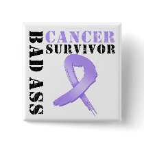 Bad Ass Cancer Survivor buttons by cancerapparel Bad Ass Cancer Survivor buttons