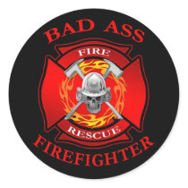 Bad Ass Firefighter Round Stickers