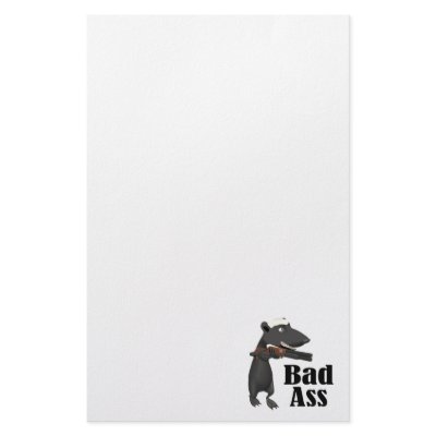 bad ass honey badger with a gun customized stationery by super_shop