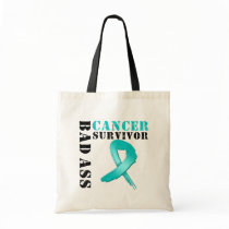 Bad Ass Ovarian Cancer Survivor Tote Bags