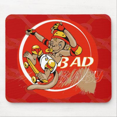 Bad Baby Skateboard Monkey Mouse Mats by ZazzIt
