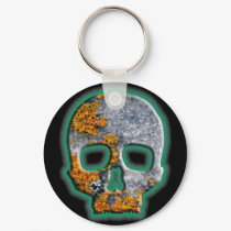"Bad Boy" Skull with Orange Lichen on Granite keychains by daas_1 "Bad Boy" Skull with Orange Lichen on Granite keychains