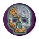 "Bad Boy" Skull with Orange Lichen on Granite Refrigerator Magnets