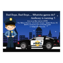 Bad Boys, Bad Boys in the City Birthday Invitation