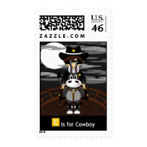 Bad Cowboy Scene Postage Stamp