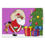 Bad Dog Bites Black Santa on the Butt Greeting Cards