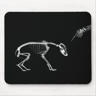 Bad Dog X-Ray Skeleton in Black & White Mousepads by VoXeeD