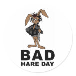 Bad Hare Day Round Stickers