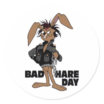 Bad_Hare Round Stickers by winnerj