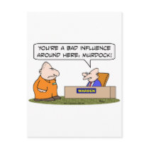 bad influence prisoner warden postcards