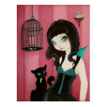 Bad Kitty - Fairy Postcard postcards