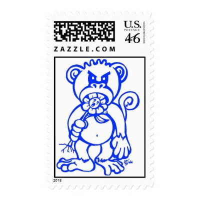 Bad monkey-Blue Stamp by catastrophika