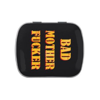Bad mother fucker blood splattered vintage quote jelly belly tins