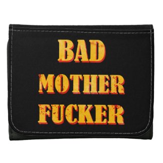Bad mother fucker blood splattered vintage quote leather trifold wallets