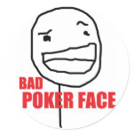 Bad Poker Face Round Stickers
