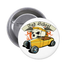 Bad School Hotrod Pinback Buttons