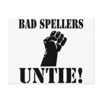 Bad Spellers UNTIE!! postcards by EllesPlanet Bad Spellers UNTIE!! postcards