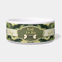 Bad To Da Bone Camo Dog Dish - Customize Dog Water Bowl