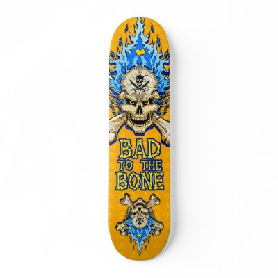 Bad to the Bone Skull Custom Skate Board by Daniel_Luciani