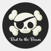 Bad To The Bones Round Stickers