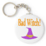 Bad Witch! Purple Hat Halloween Design Keychains