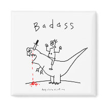 Badass Dinosaur Guy Refrigerator Magnet