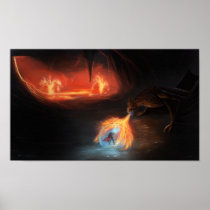 Badass dragon fight in a cave posters
