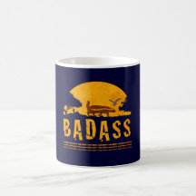 Badass Honey Badger Sunset Vintage Navy Blue Coffee Mug