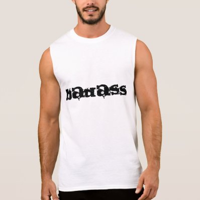 Badass Print White Sleeveless T-Shirt Sleeveless T-shirts