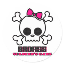 Badass Soldier's Girl Round Stickers