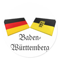 Baden-Wuerttemberg, Germany Flag Tiles Round Sticker