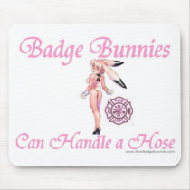 Badge Bunnies Can Handle Hose mouse pad mousepads by RealSlogans Badge Bunnies Can Handle Hose mouse pad mousepads