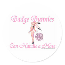 Badge Bunnies Can Handle Hose Stickers stickers