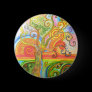 Badge with Psychedelic Colourful Tree Design