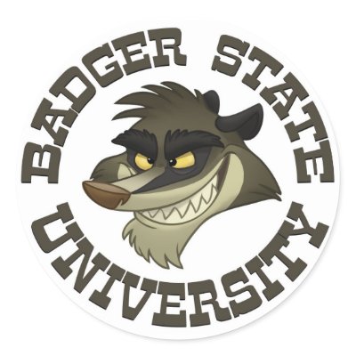 “Badger State University” Stickers by stlewis75