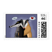 Badgers in Love Postage Stamp