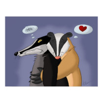 Badgers in Love Poster posters by anwarart Badgers in Love Poster posters