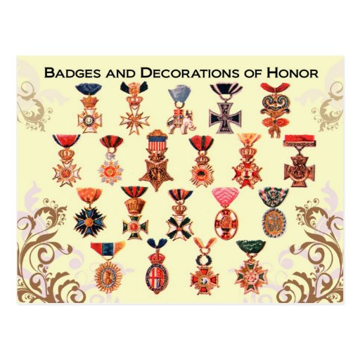 Badges And Decorations Of Honor Postcard Zazzle