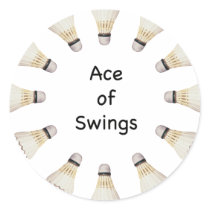 Badminton Ace Round Sticker