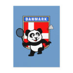 This little badminton-playing panda is too cute! Panda holds a raquet and is ready to hit the shuttle for the Danish team! Great for fans of the Denmark badminton team or Danish badminton players!