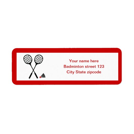 Badminton gifts, racquet and shuttlecock custom label Zazzle