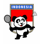 This little badminton-playing panda is too cute! Panda holds a raquet and is ready to hit the shuttle for the Indonesian team! Great for fans of the Indonesian badminton team or Indonesian badminton players!