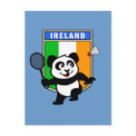 This little badminton-playing panda is too cute! Panda holds a raquet and is ready to hit the shuttle for the Irish team! Great for fans of the Ireland badminton team or Irish badminton players!