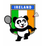 This little badminton-playing panda is too cute! Panda holds a raquet and is ready to hit the shuttle for the Irish team! Great for fans of the Ireland badminton team or Irish badminton players!