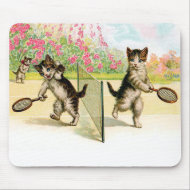 Badminton Kittens Vintage Art Mouse Pad